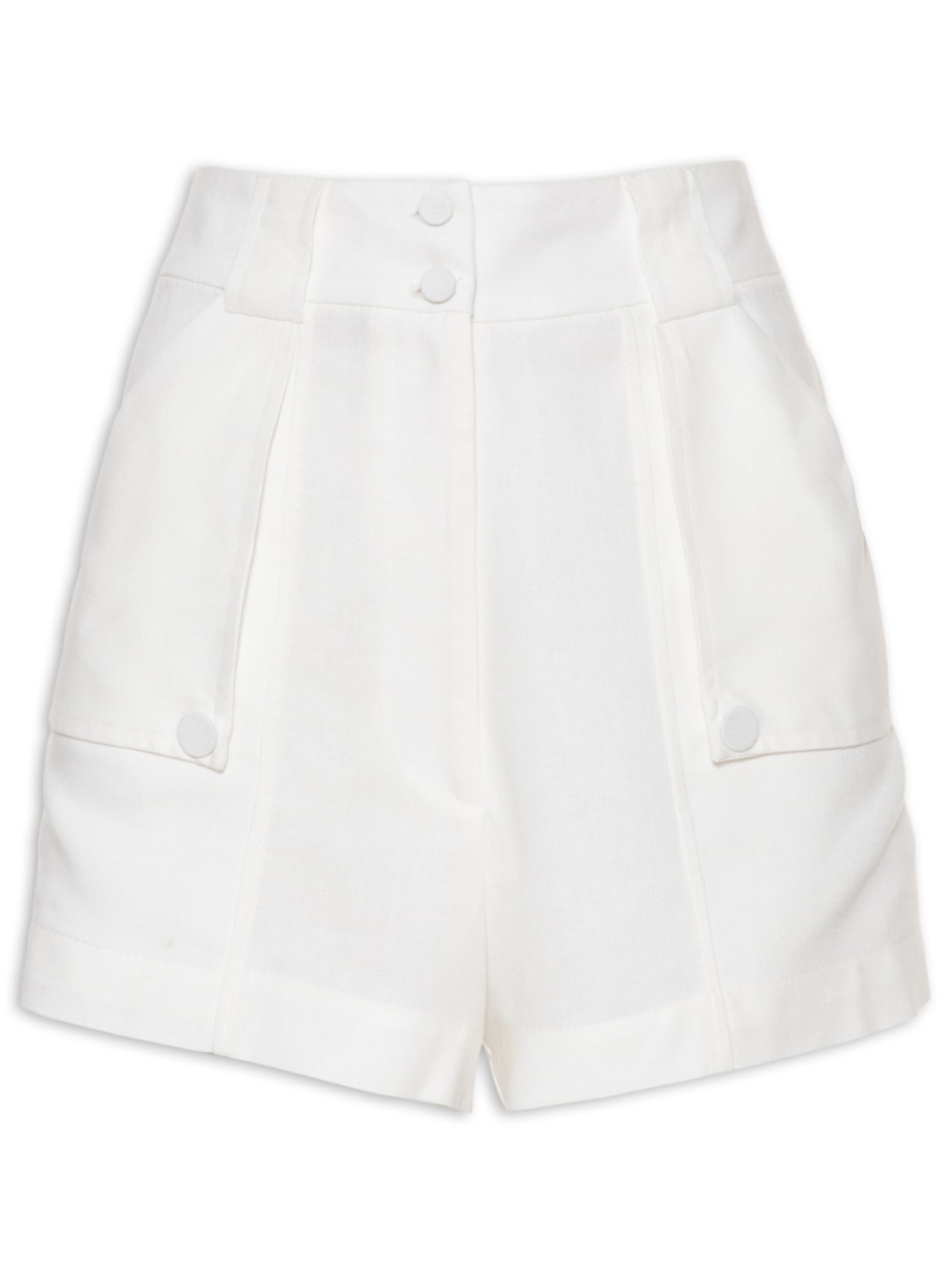 Short Feminino Linho Botões - Off White