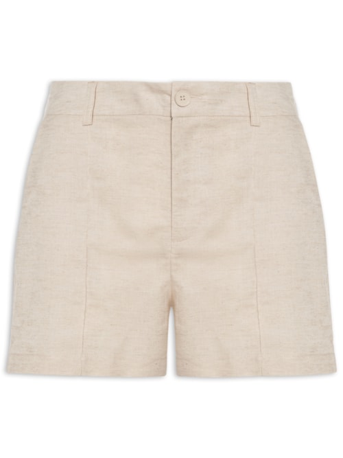 Short Feminino Linho Com Bolso - Bege