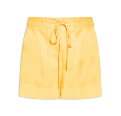 Short Feminino Linho Cós Amarração - Amarelo