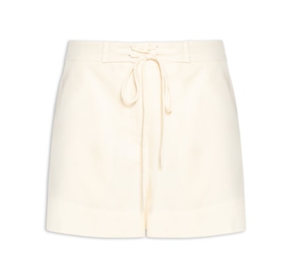 Short Feminino Linho Cós Amarração - Bege