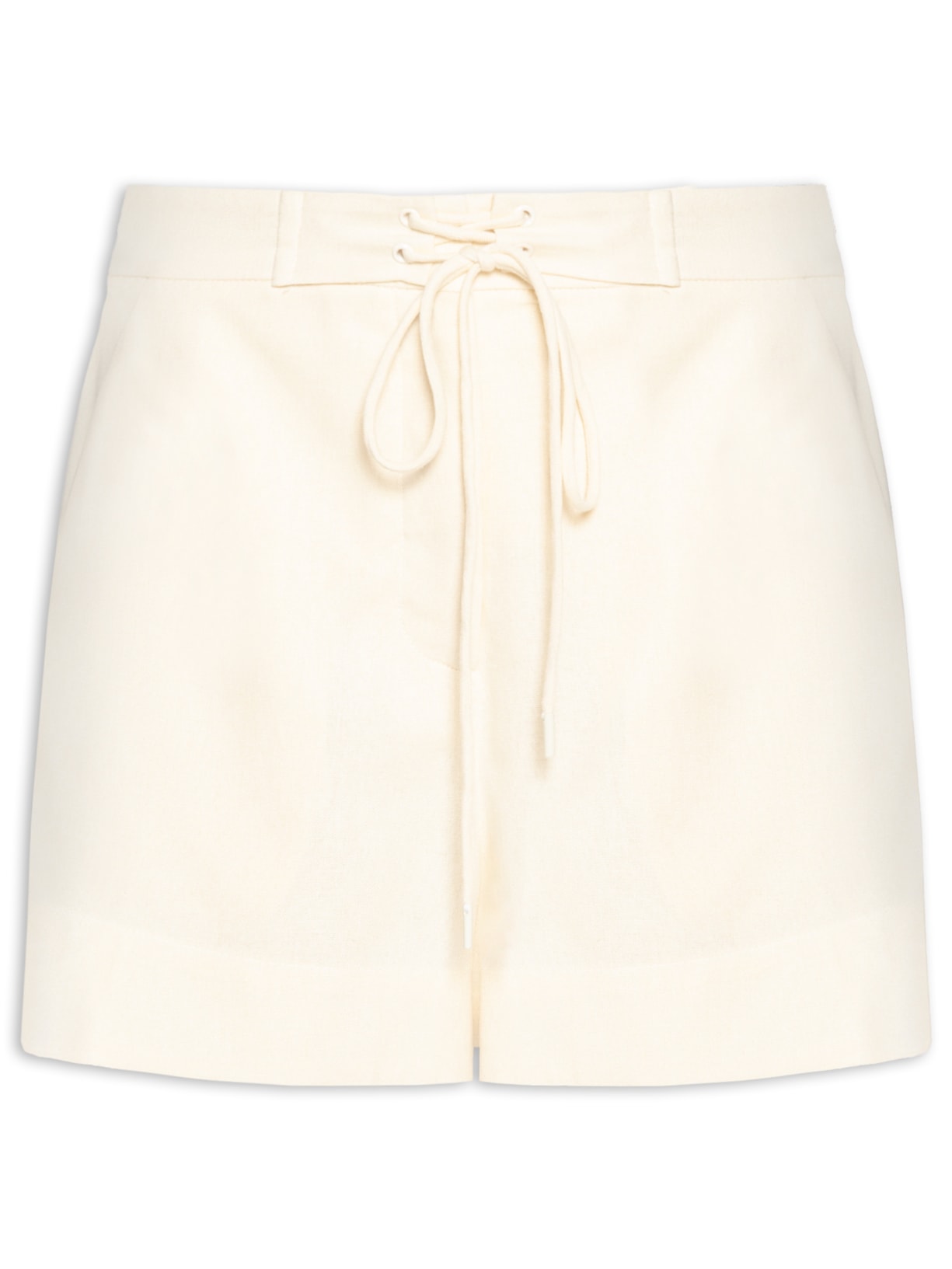 Short Feminino Linho Cós Amarração - Bege
