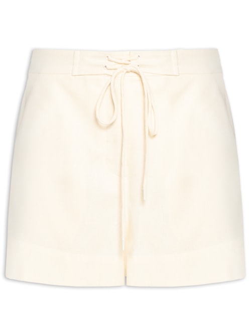 Short Feminino Linho Cós Amarração - Bege