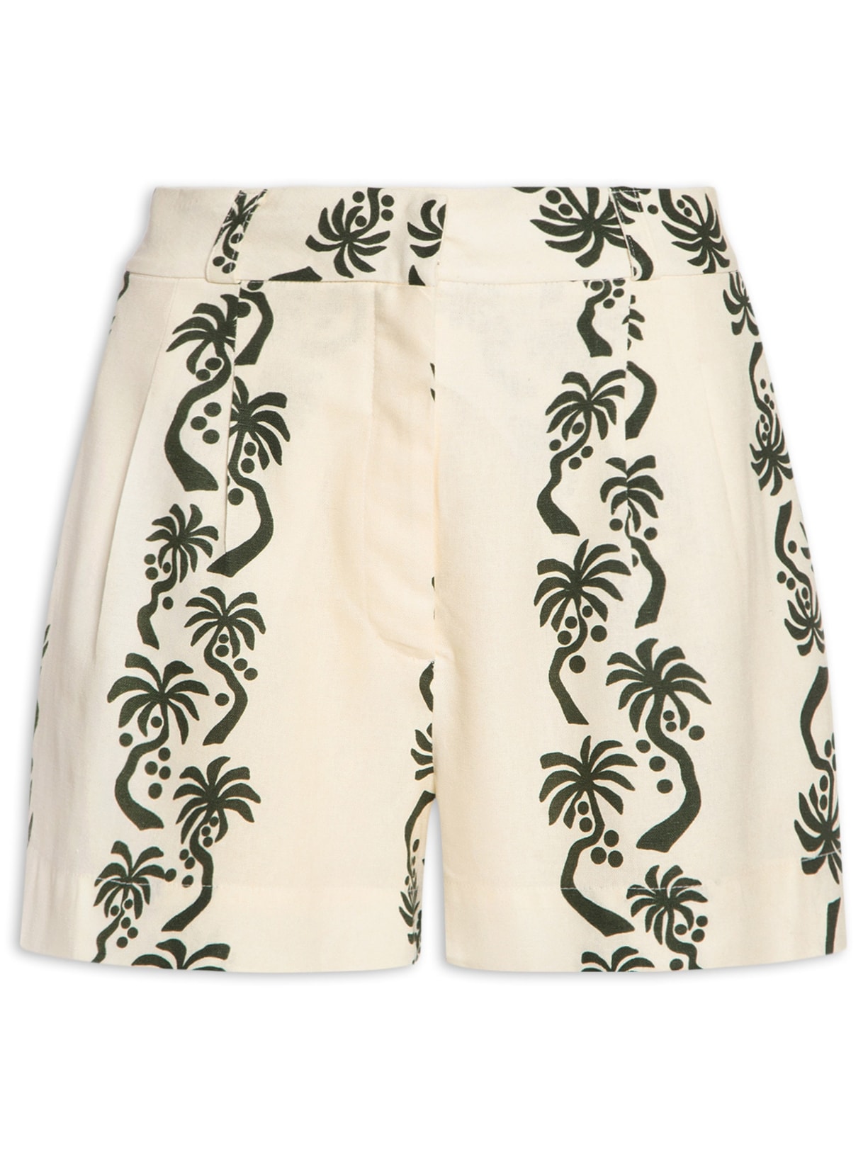 Short Feminino Linho Estampa Aventureiro Branco Dress To