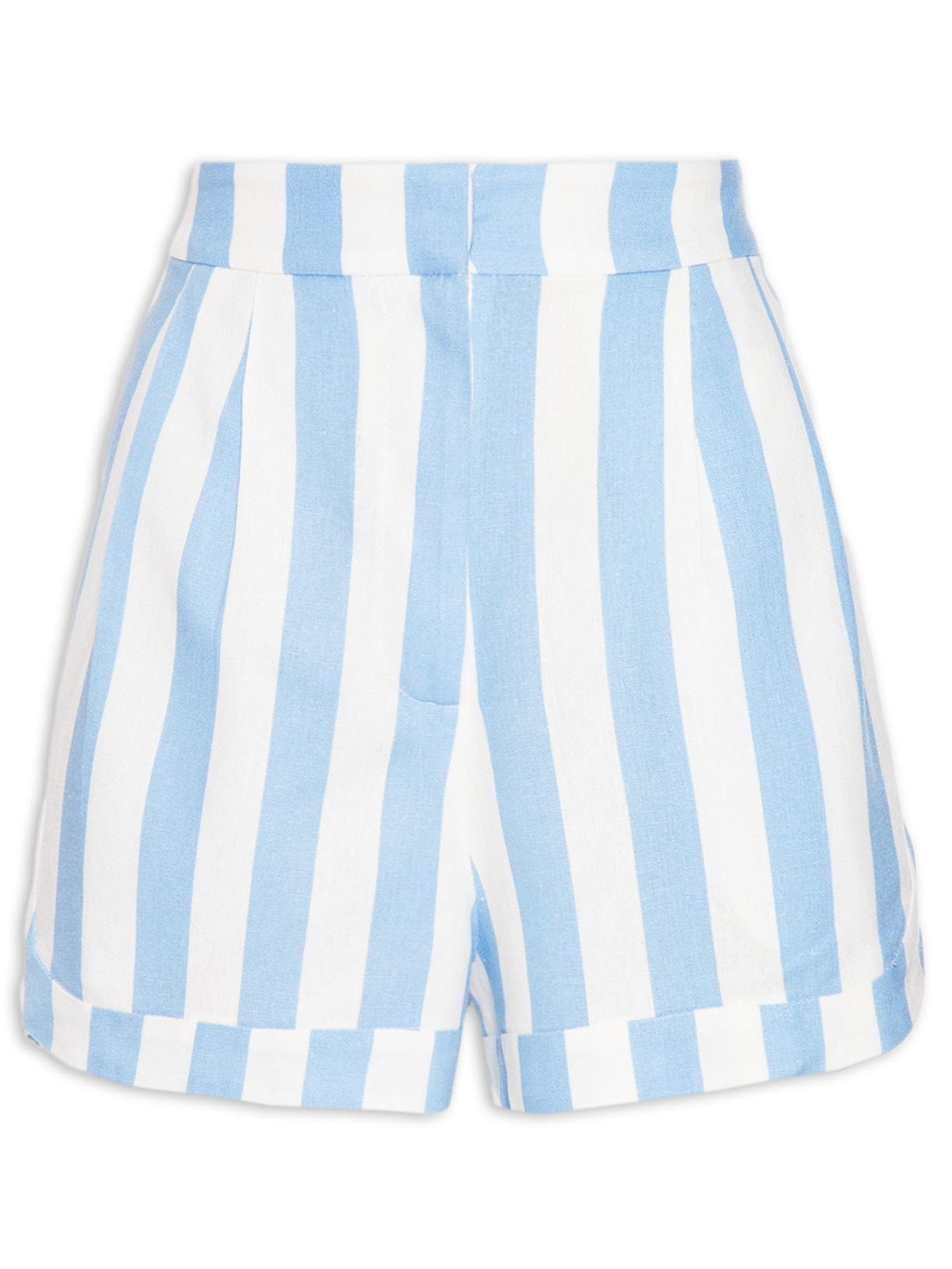 Short Feminino Linho Estampa Marítima - Azul