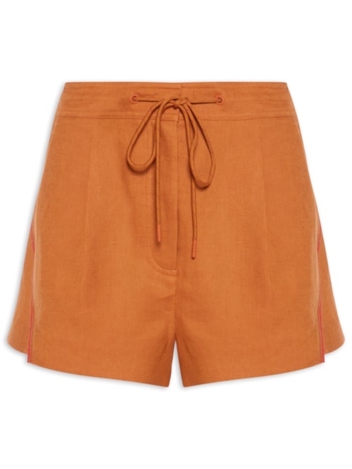 Short Feminino Linho Zigzag Color - Laranja