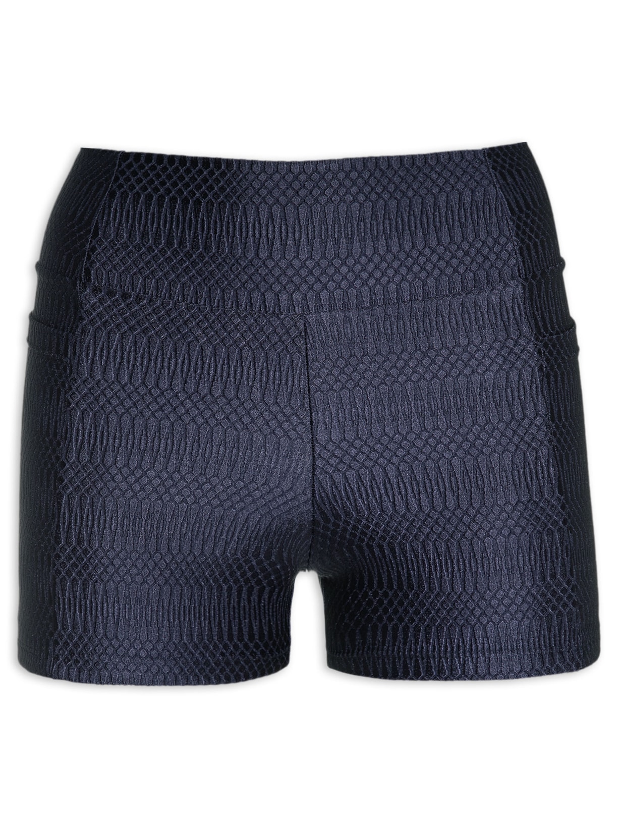 Short Feminino Liso Com Textura - Azul
