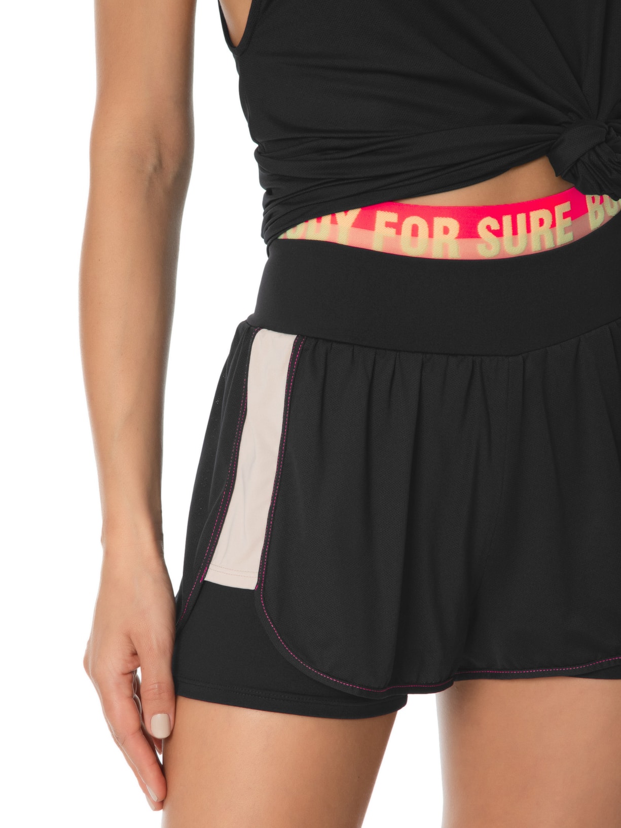 Short Feminino Liso Preto Body For Sure