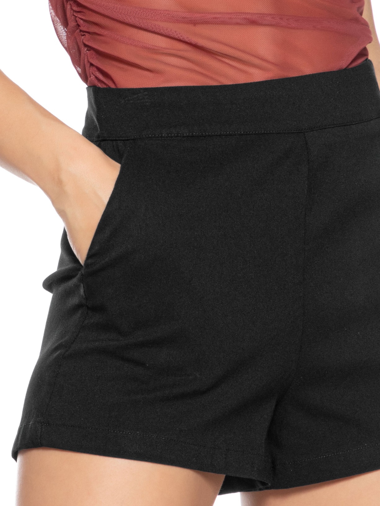 Short Feminino Liso Preto Market 33