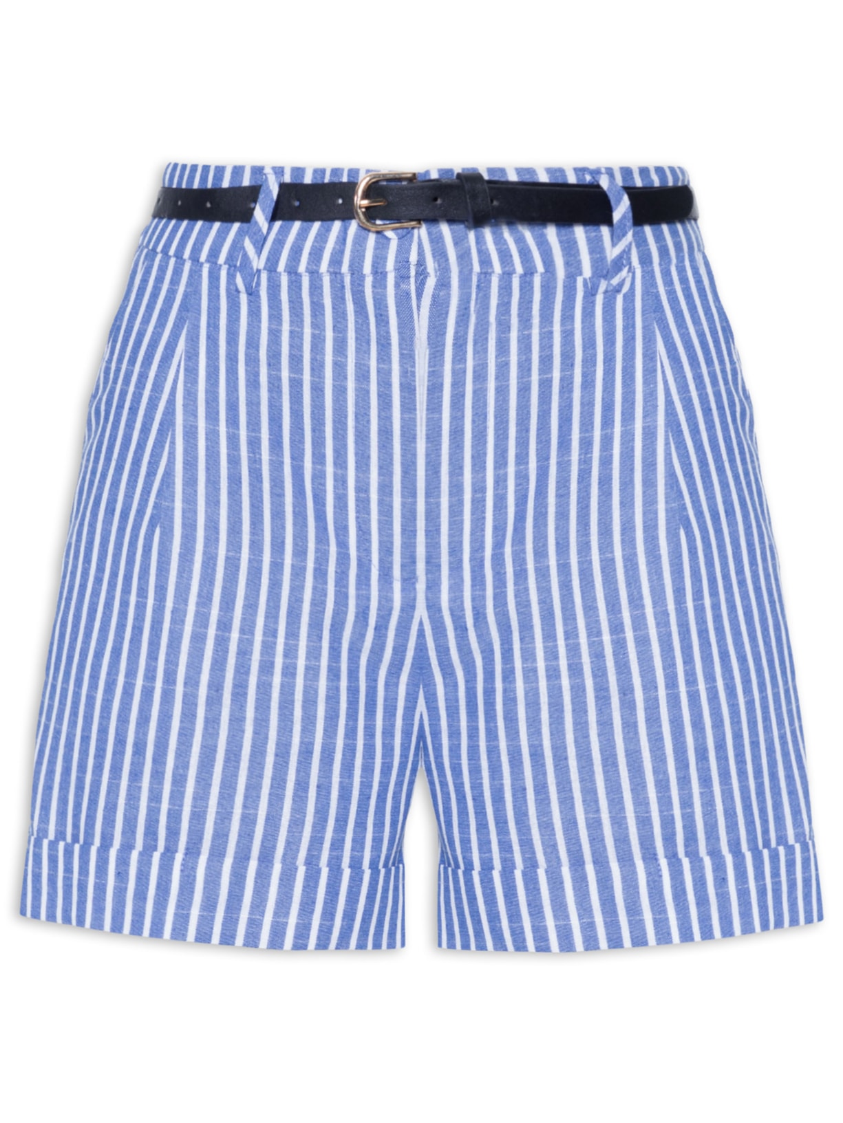 Short Feminino Listrado - Azul