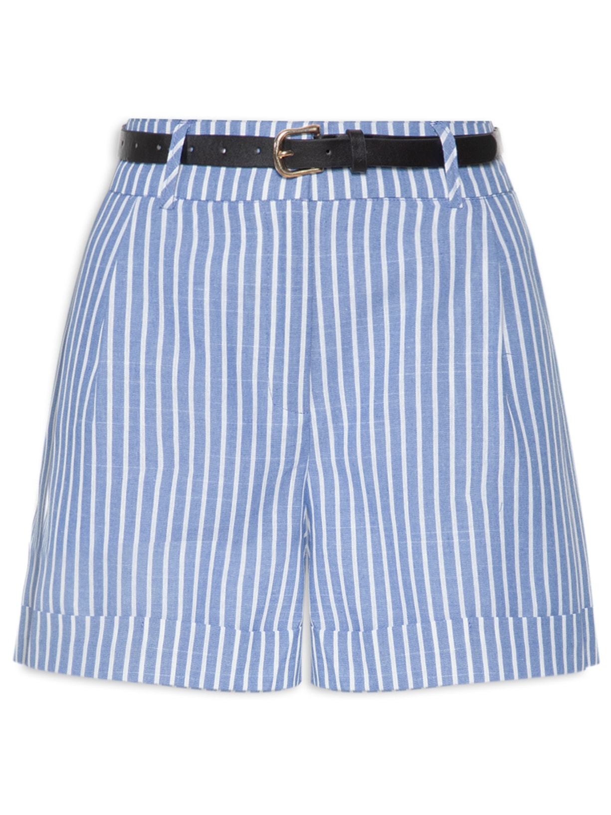 Short Feminino Listrado - Azul