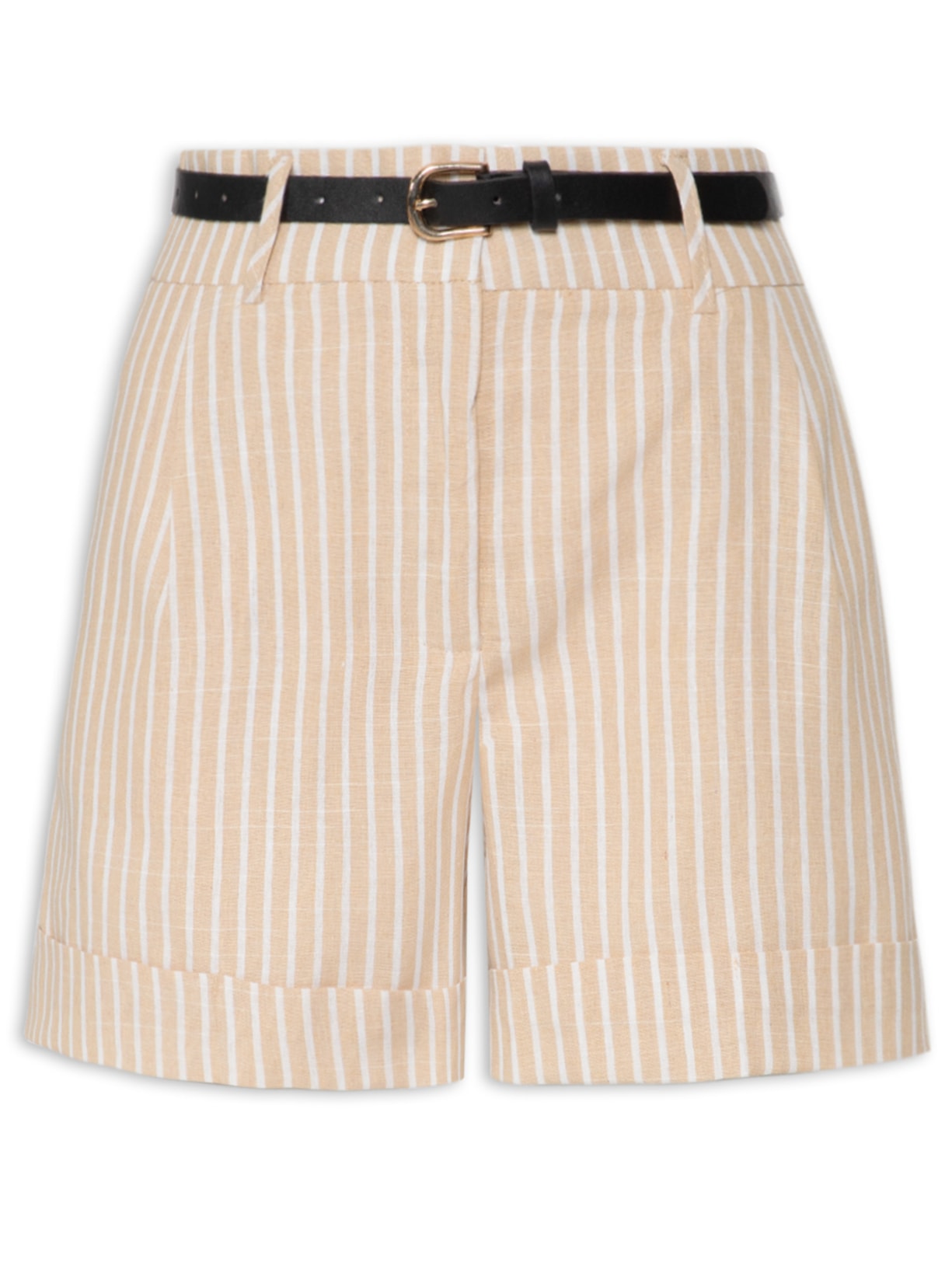 Short Feminino Listrado - Bege
