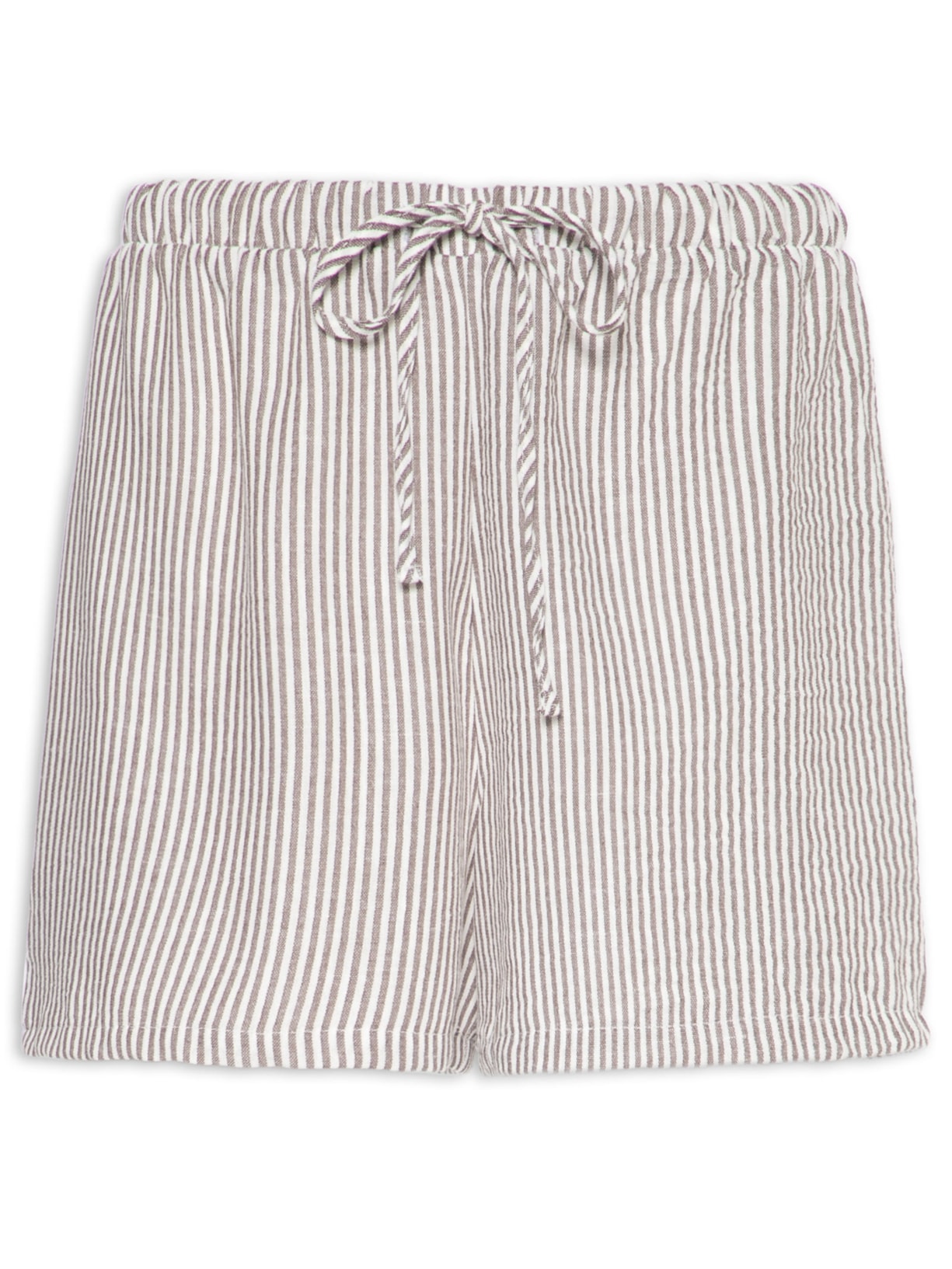 Short Feminino Listrado Marrom Basiq