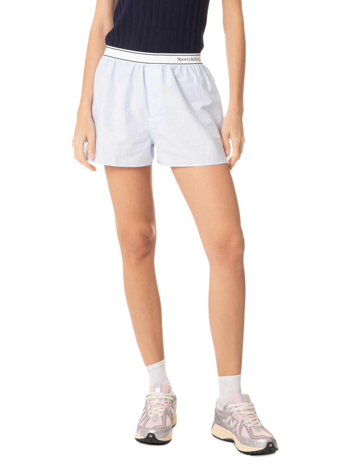 Short Feminino Logo Oxford Boxer Azul  Sporty & Rich