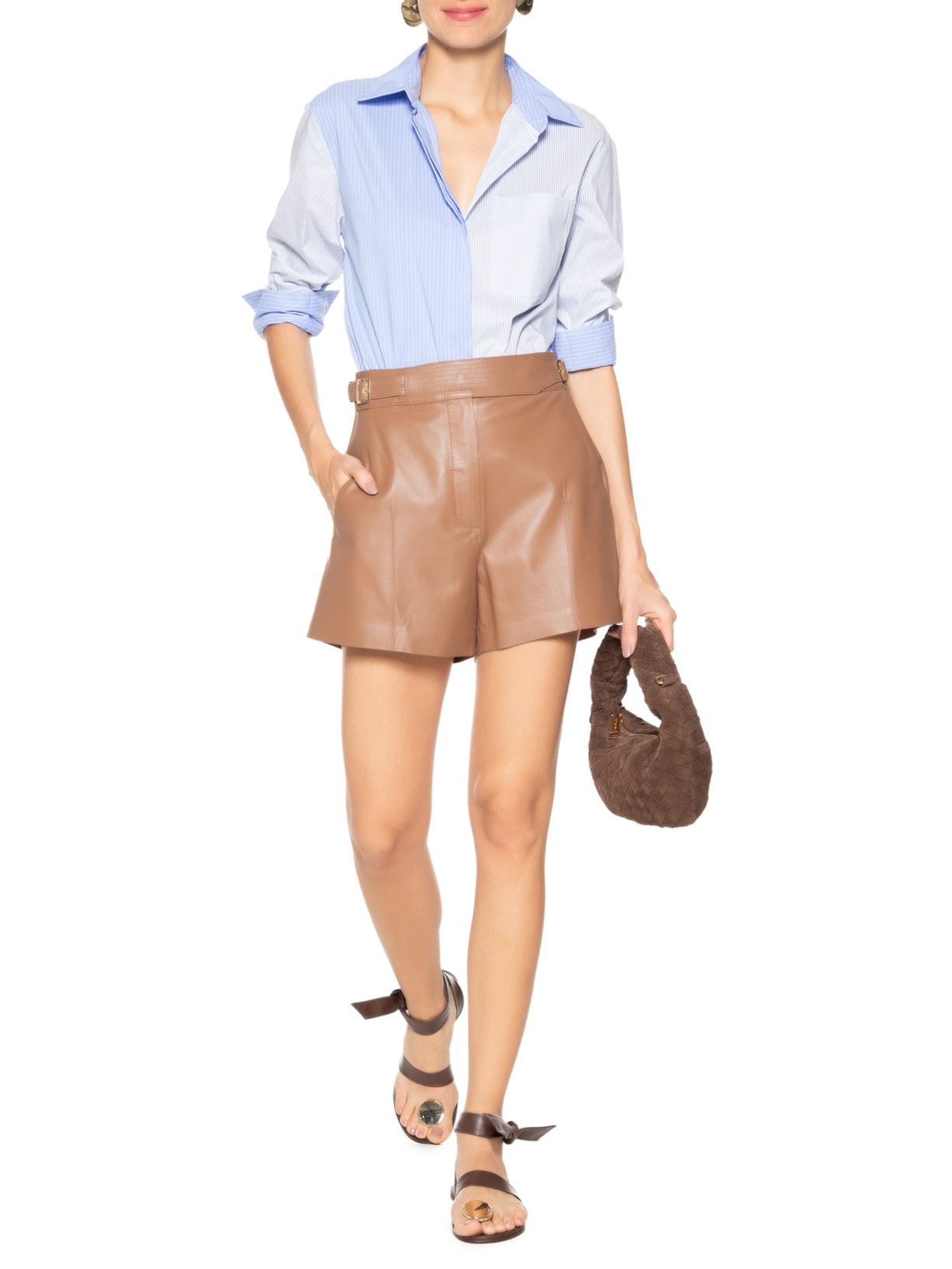 Short Feminino Lupita I Couro Marrom Le Lis