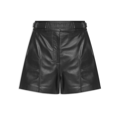 Short Feminino Lupita II Couro - Preto