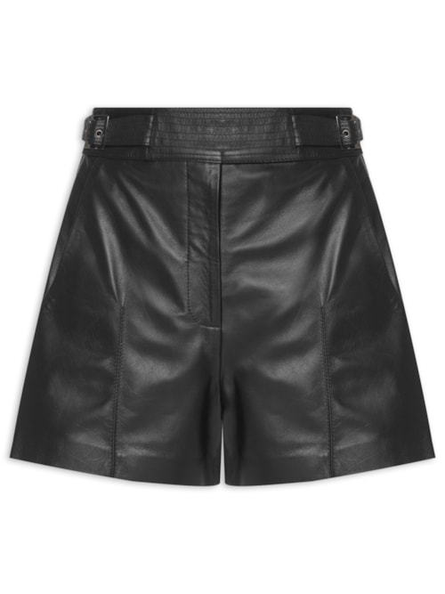 Short Feminino Lupita II Couro - Preto