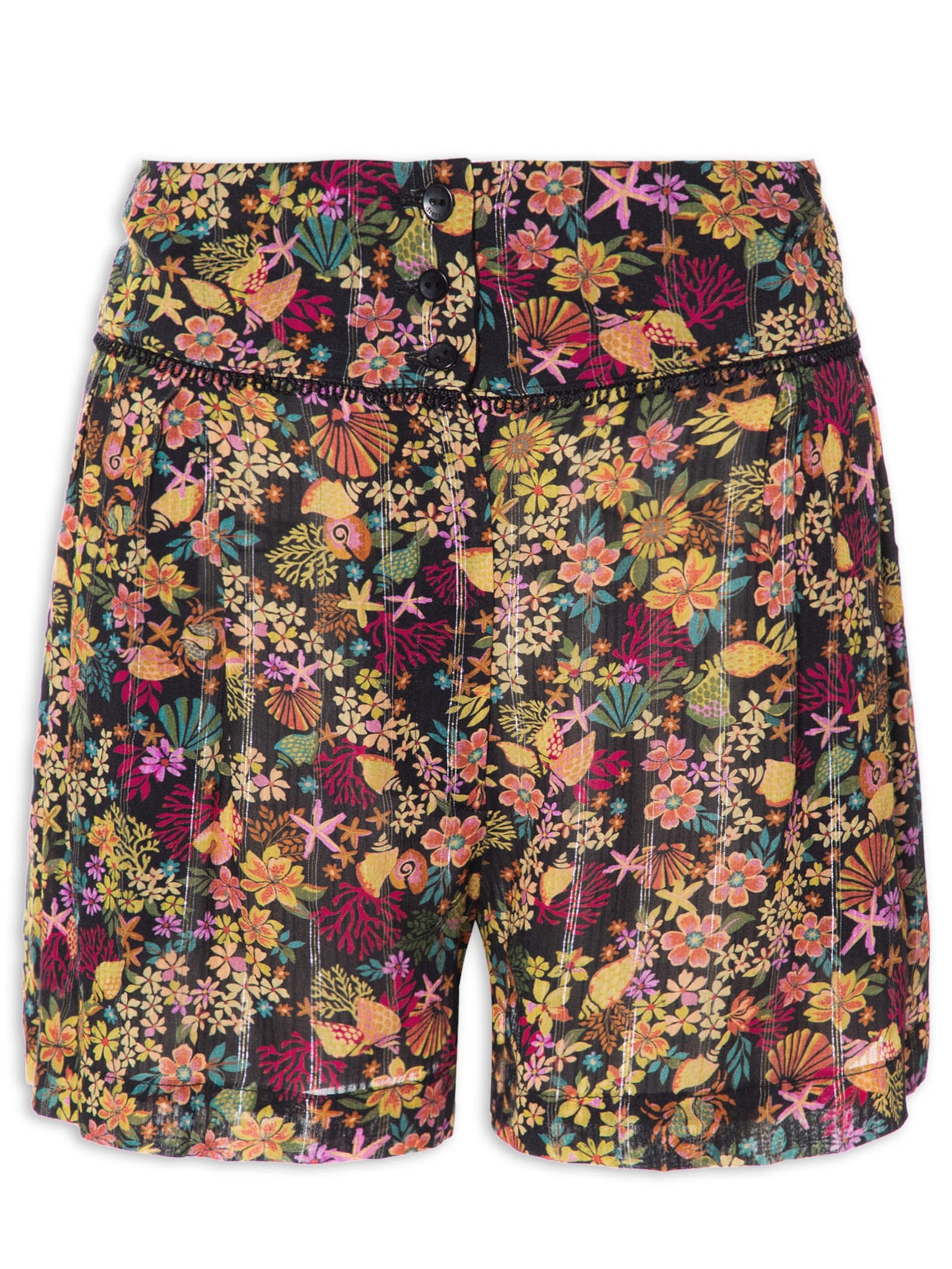 Short Feminino Lurex Estampa água Doce Preto Dress To