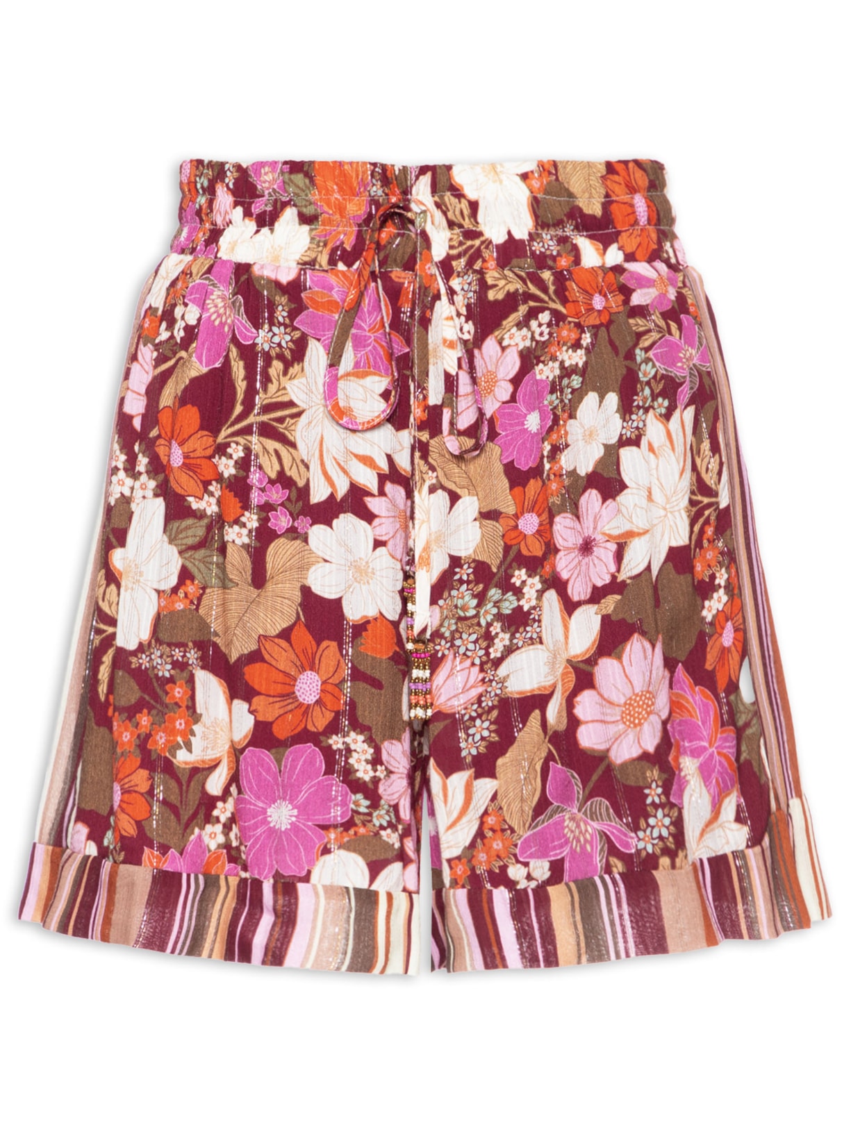 Short Feminino Luréx Estampa Jasmin Solar - Rosa