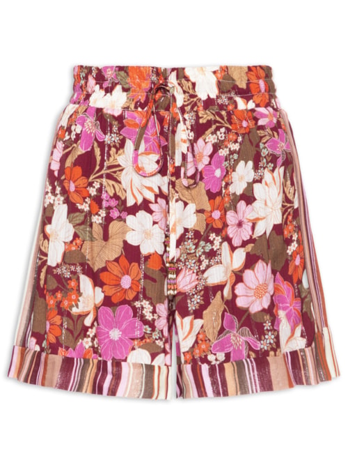 Short Feminino Luréx Estampa Jasmin Solar - Rosa