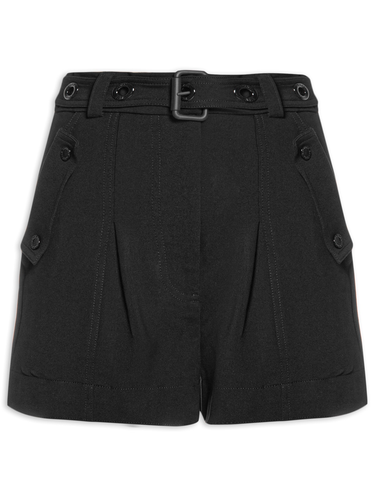 Short Feminino Malha Pesponto - Preto