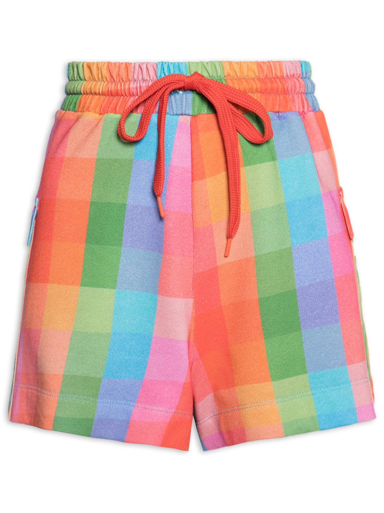 Short Feminino Matelassê Xadrez De Inverno Rosa Farm