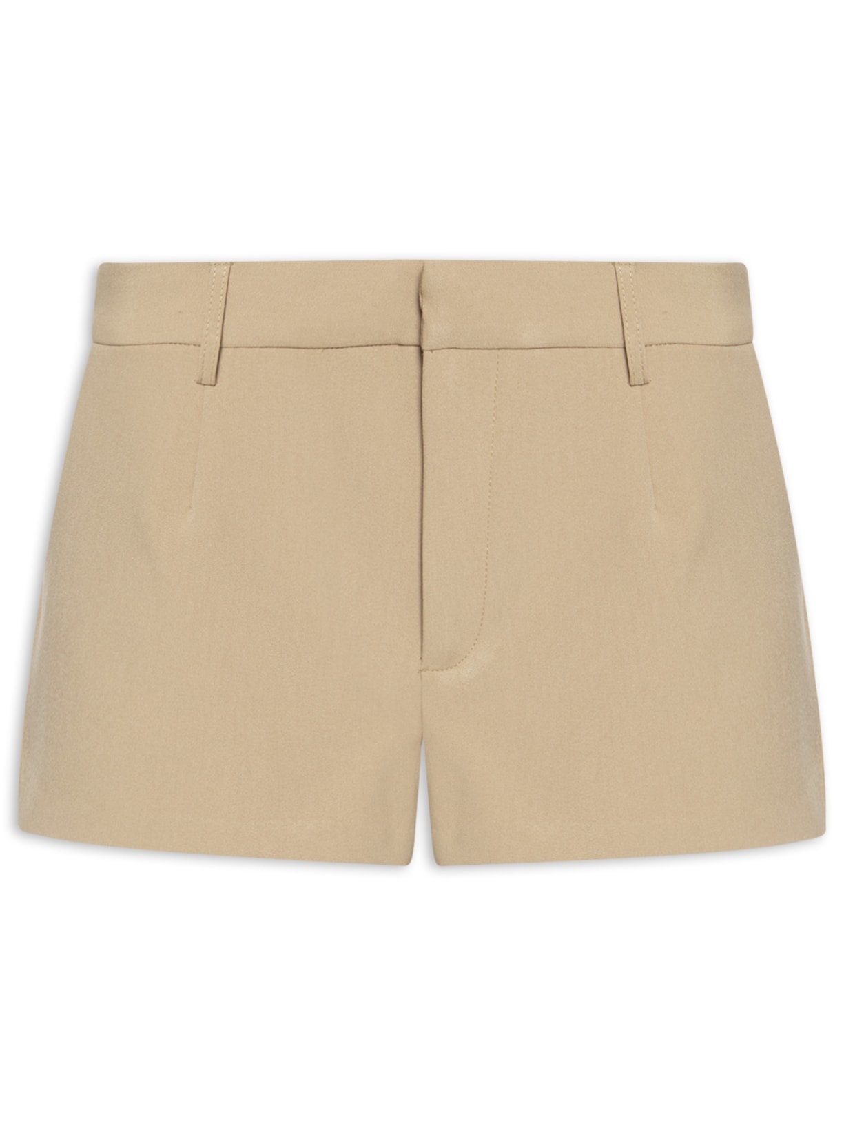 Short Feminino Mini Cintura Baixa Bege Farm