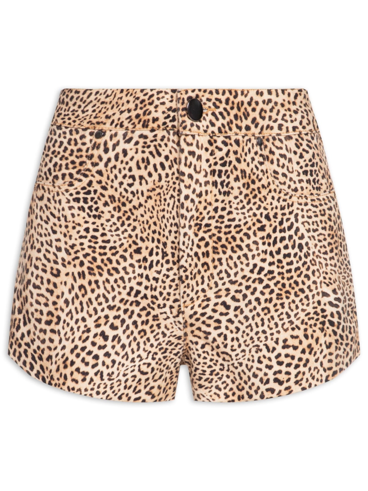 Short Feminino Mini Onça Suspiro De Sarja - Animal Print