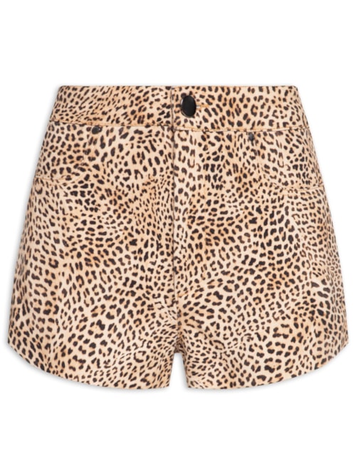 Short Feminino Mini Onça Suspiro De Sarja - Animal Print