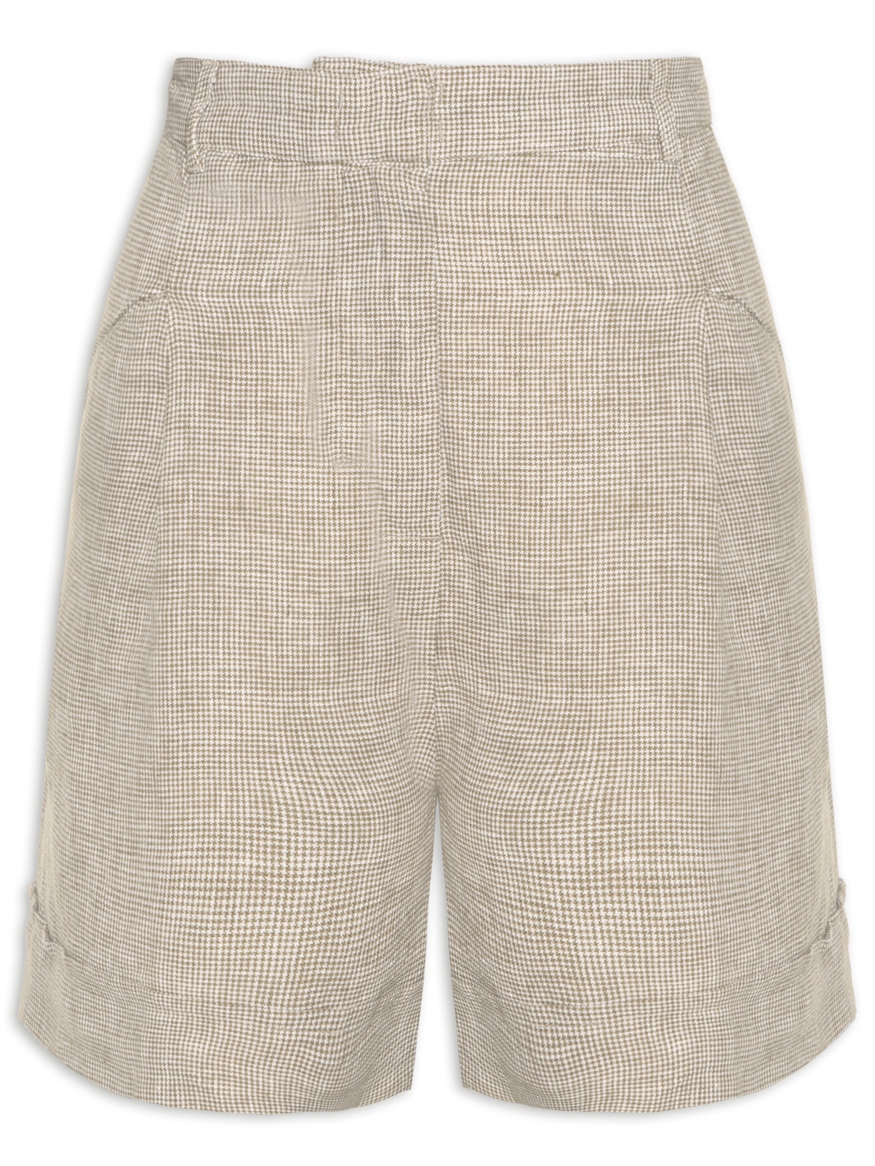 Short Feminino Mini Pied Poule - Bege