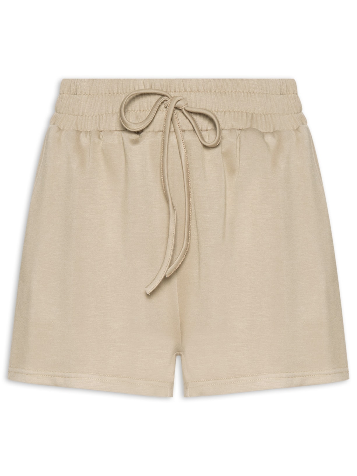 Short Feminino Moletom Cós Elástico - Bege