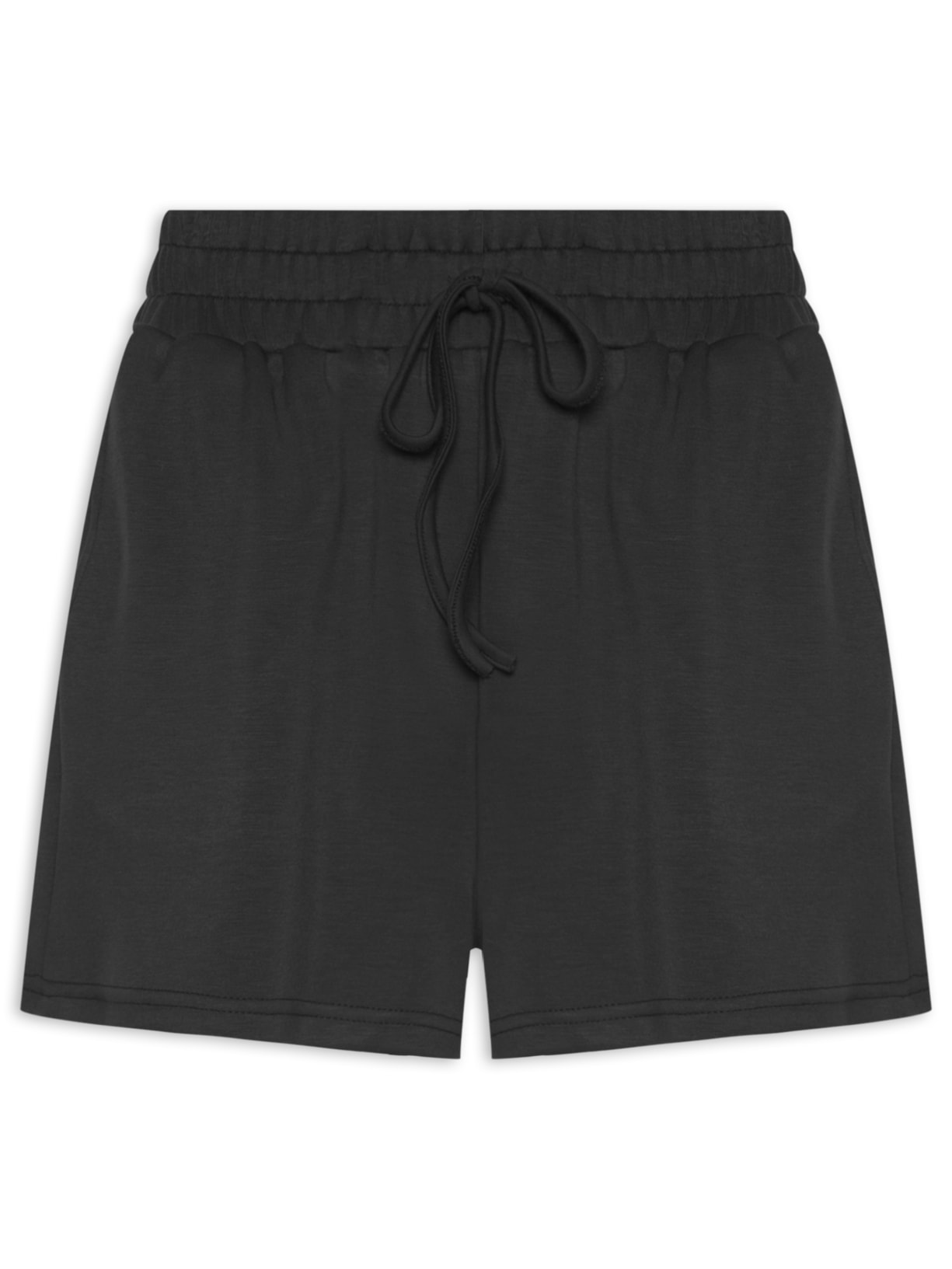 Short Feminino Moletom Cós Elástico - Preto