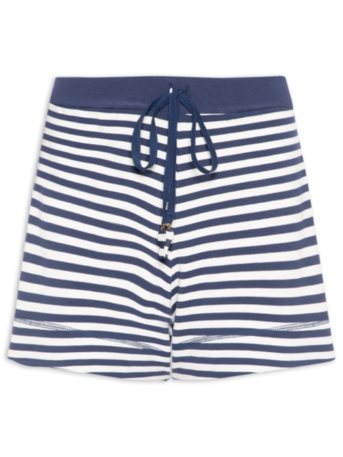 Short Feminino Moletom Estampa Listra – Azul