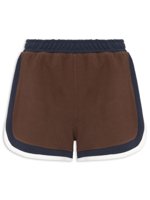 Short Feminino Moletom Tricolor - Azul