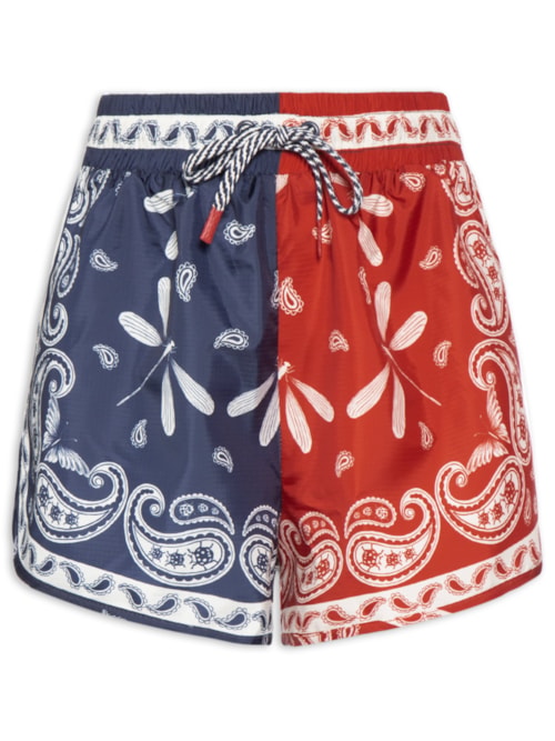 Short Feminino Nylon Bandana Jardim - Vermelho