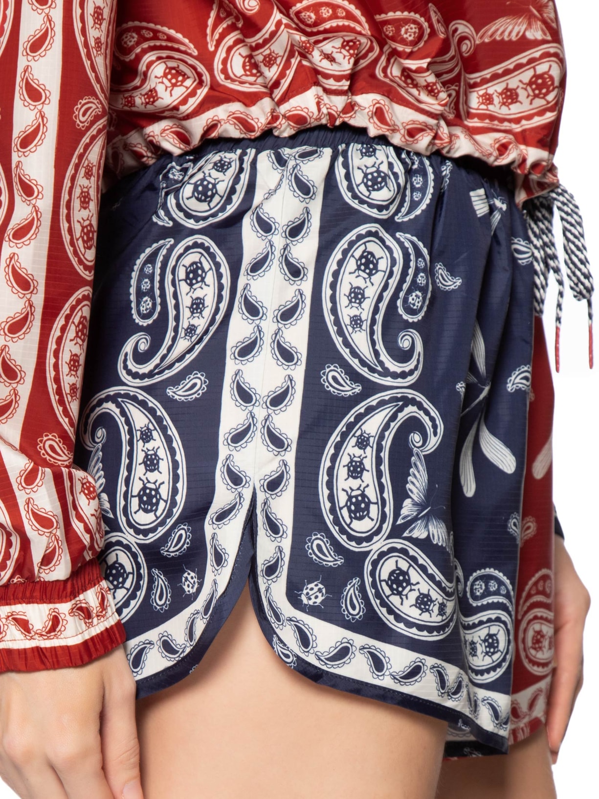 Short Feminino Nylon Bandana Jardim Vermelho Farm Praia