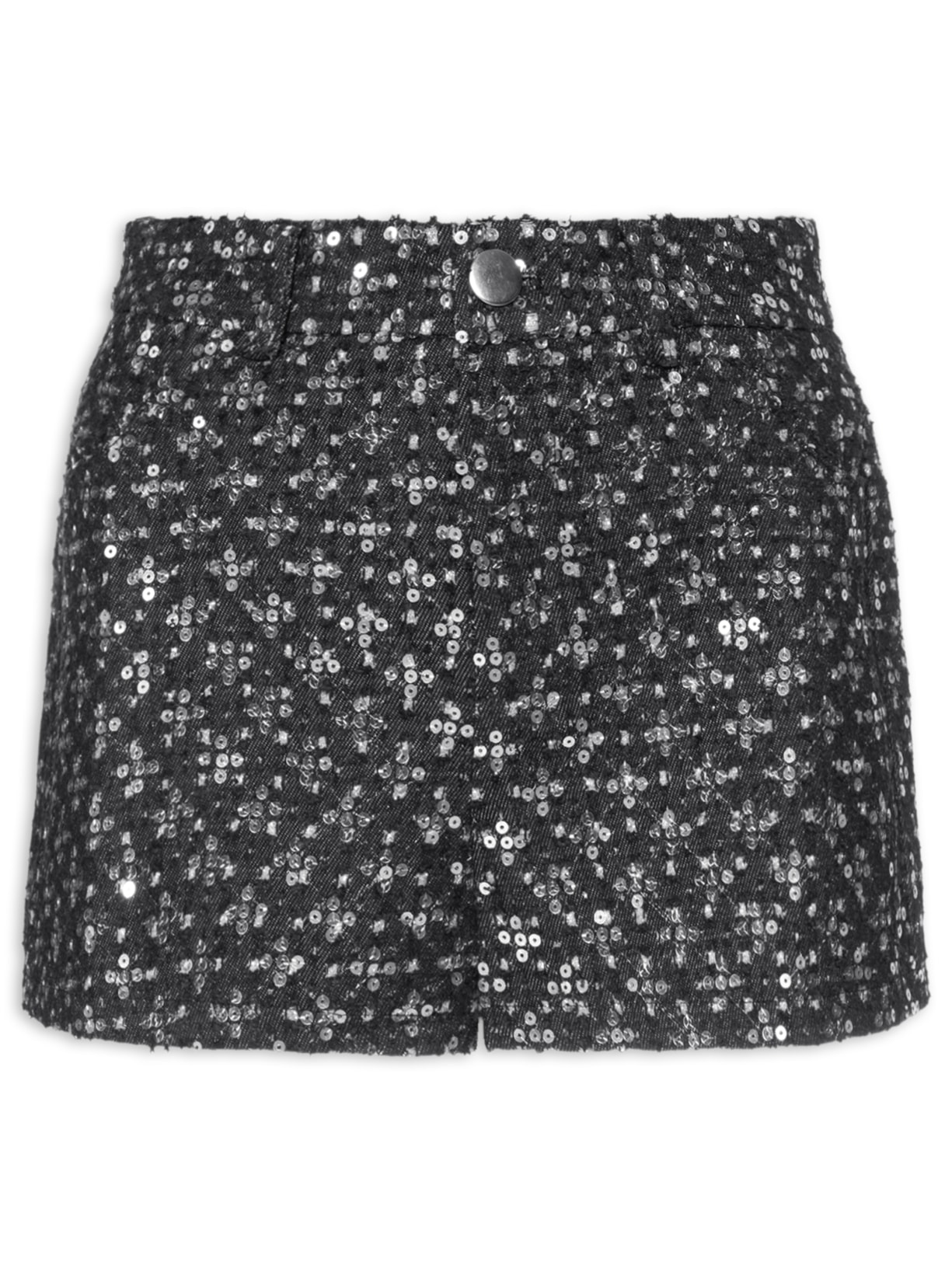 Short Feminino Paetê Preto Market 33