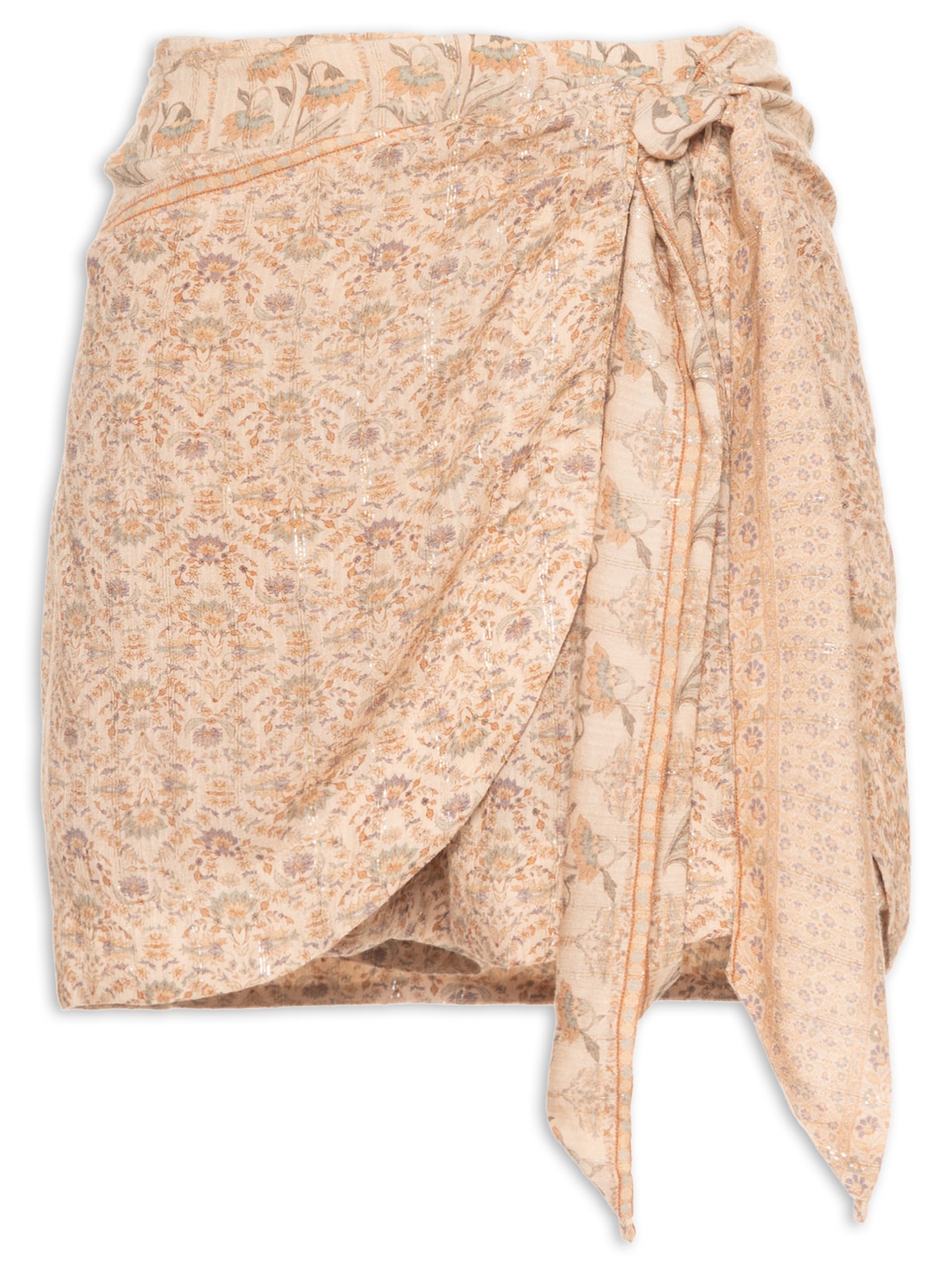 Short Feminino Pareo Estampa Florish Bege Maria Filó