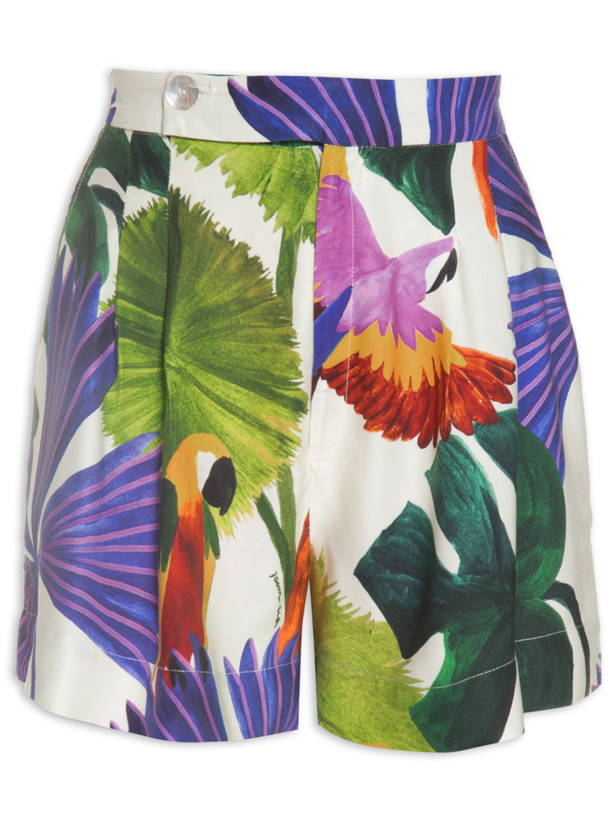 Short Feminino Pássaros Pintados - Branco