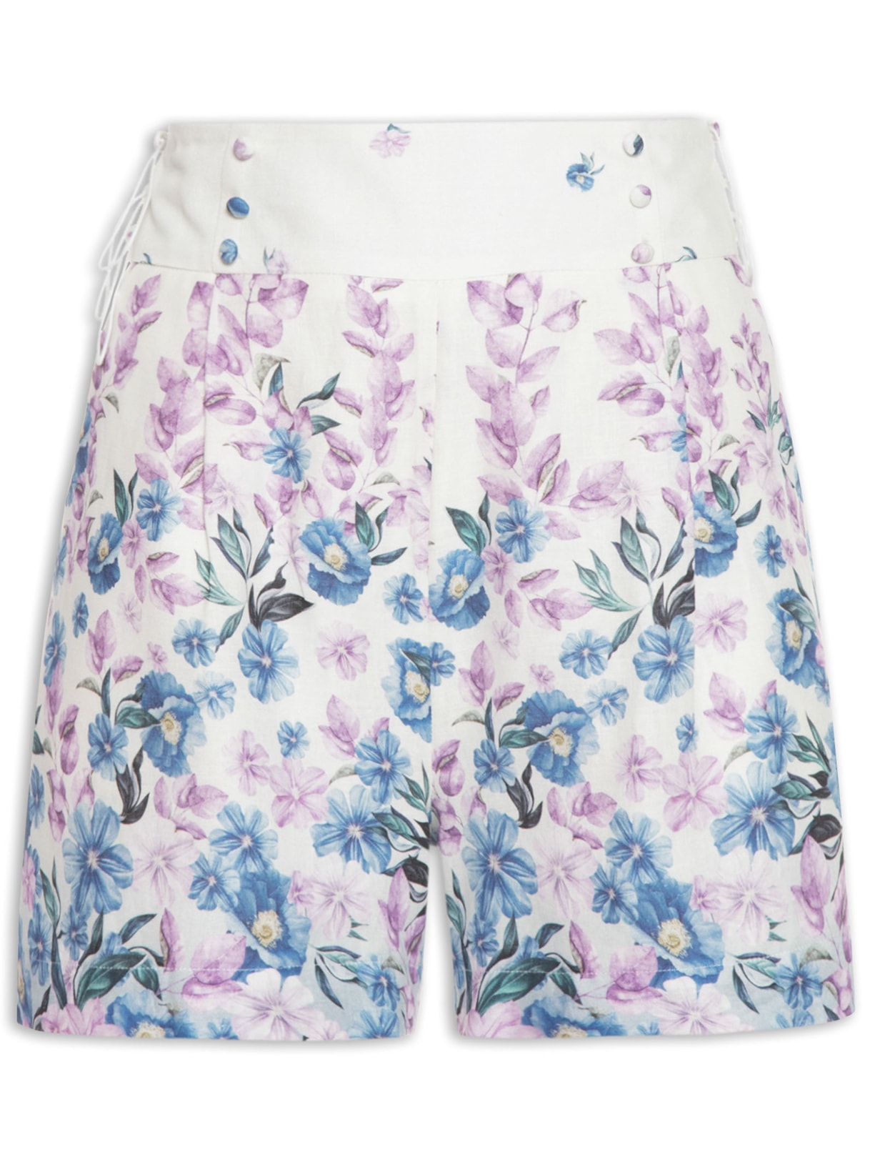 Short Feminino Paula Estampa Floral - Azul