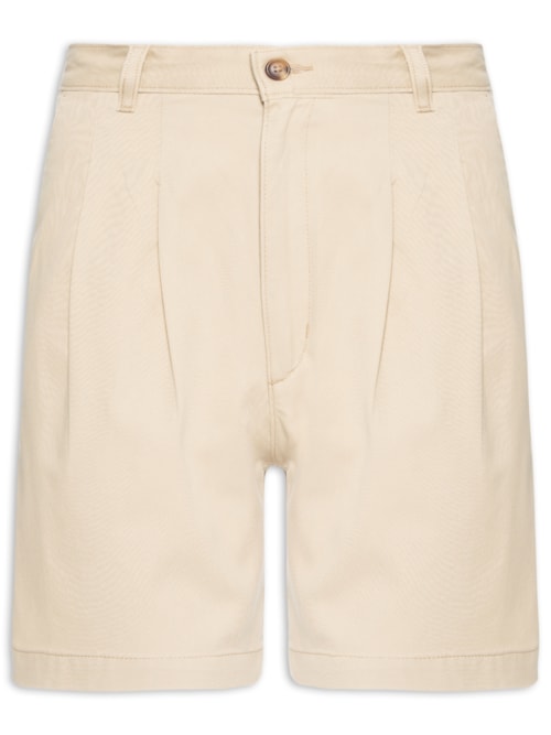 Short Feminino Pleated Trousser - Bege