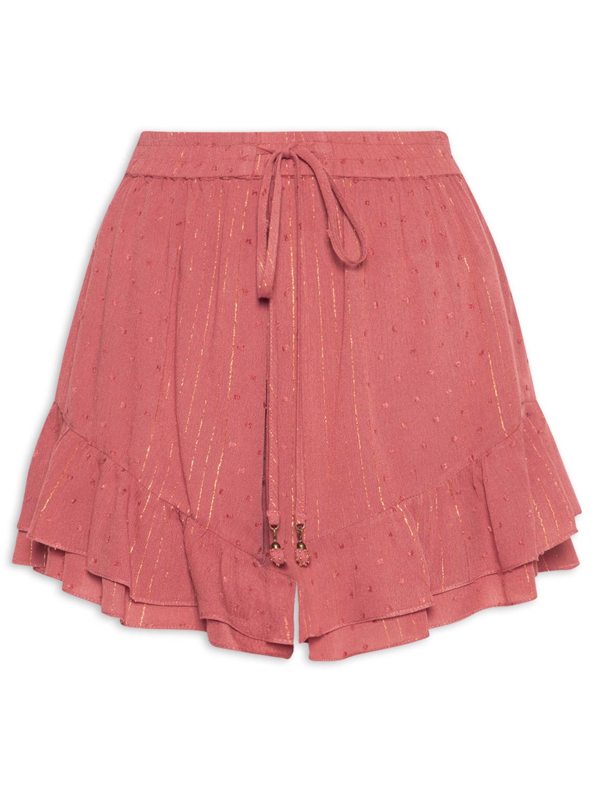 Short Feminino Poá Lurex Rosa Dress To