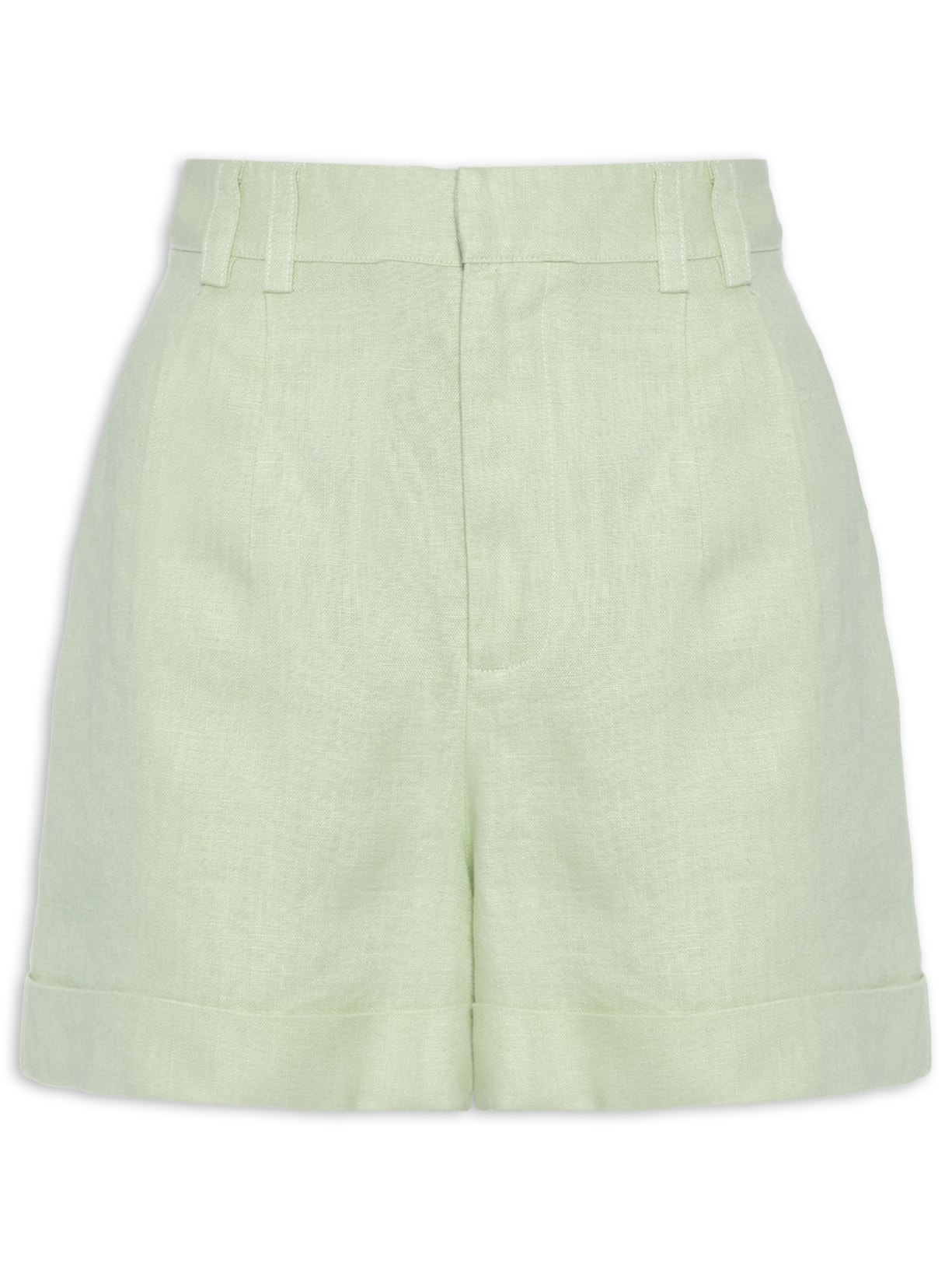 Short Feminino Pregas Alfaiataria Verde Maria Filó