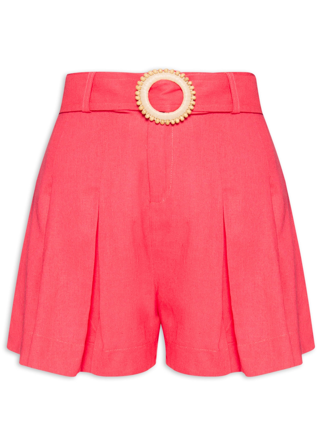 Short Feminino Pregas Frente Rosa  Farm