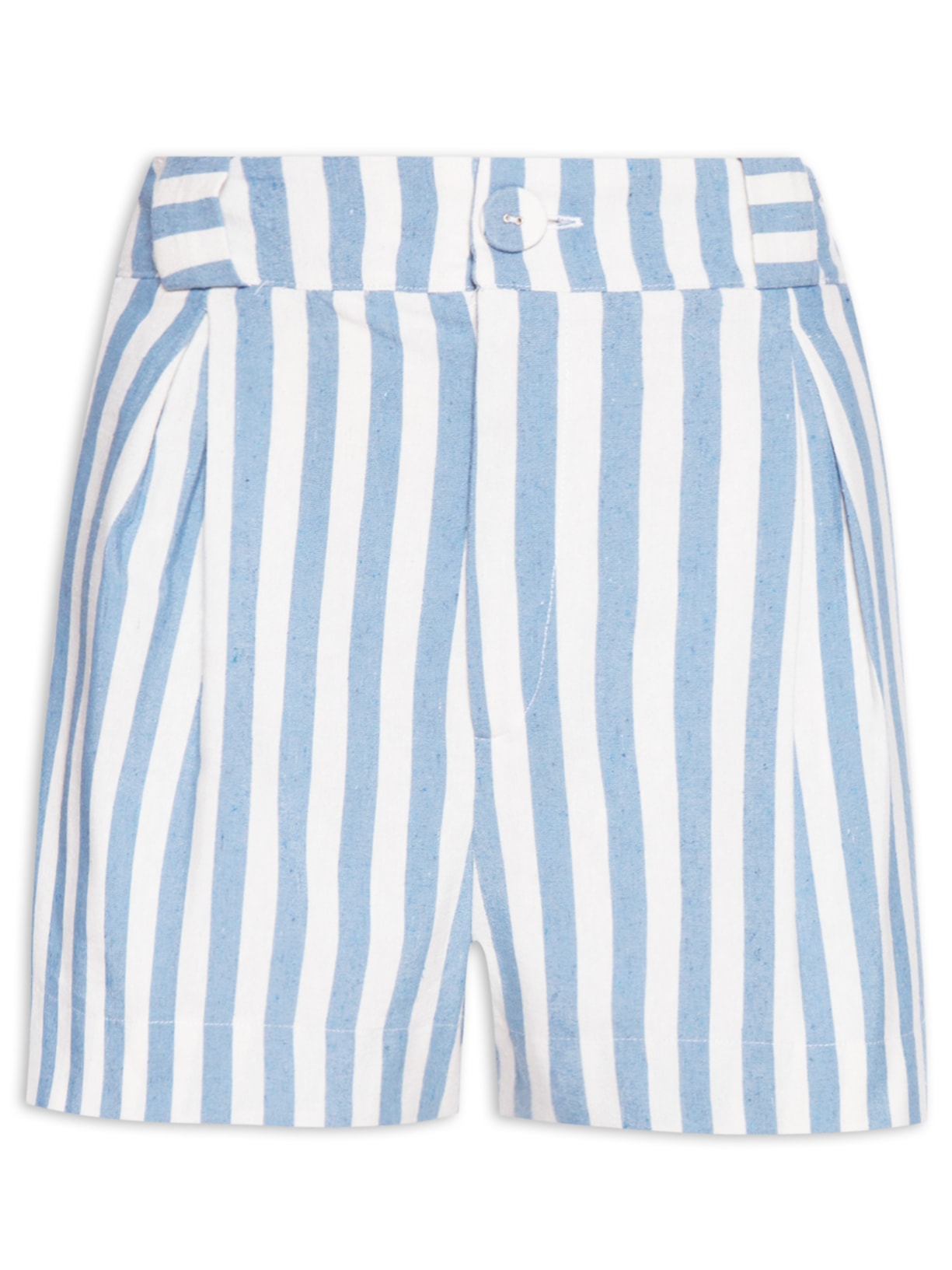 Short Feminino Pregas Listra Bicolor - Azul