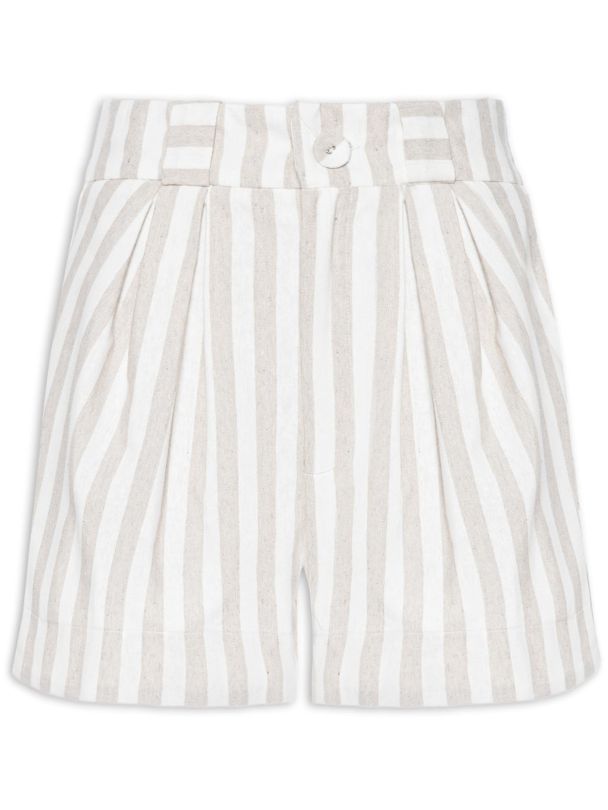 Short Feminino Pregas Listra Bicolor - Bege