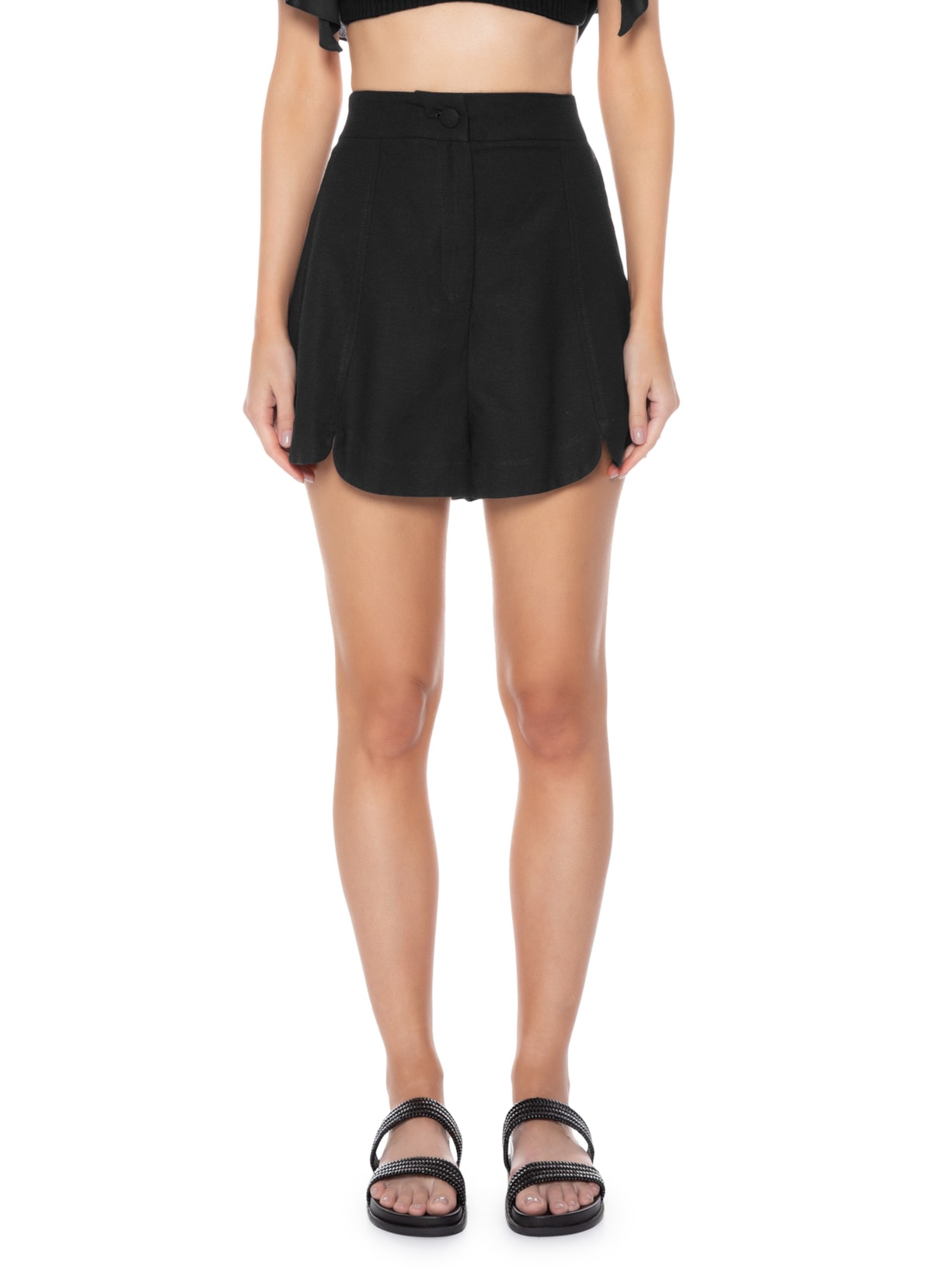 Short Feminino Recortes Frente Preto Farm