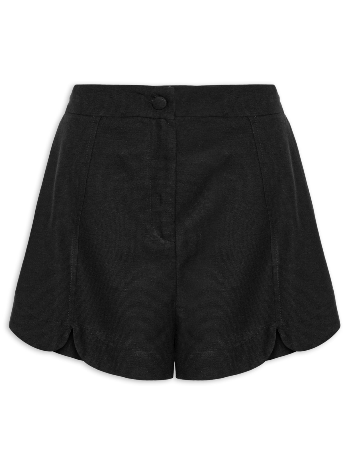 Short Feminino Recortes Frente - Preto
