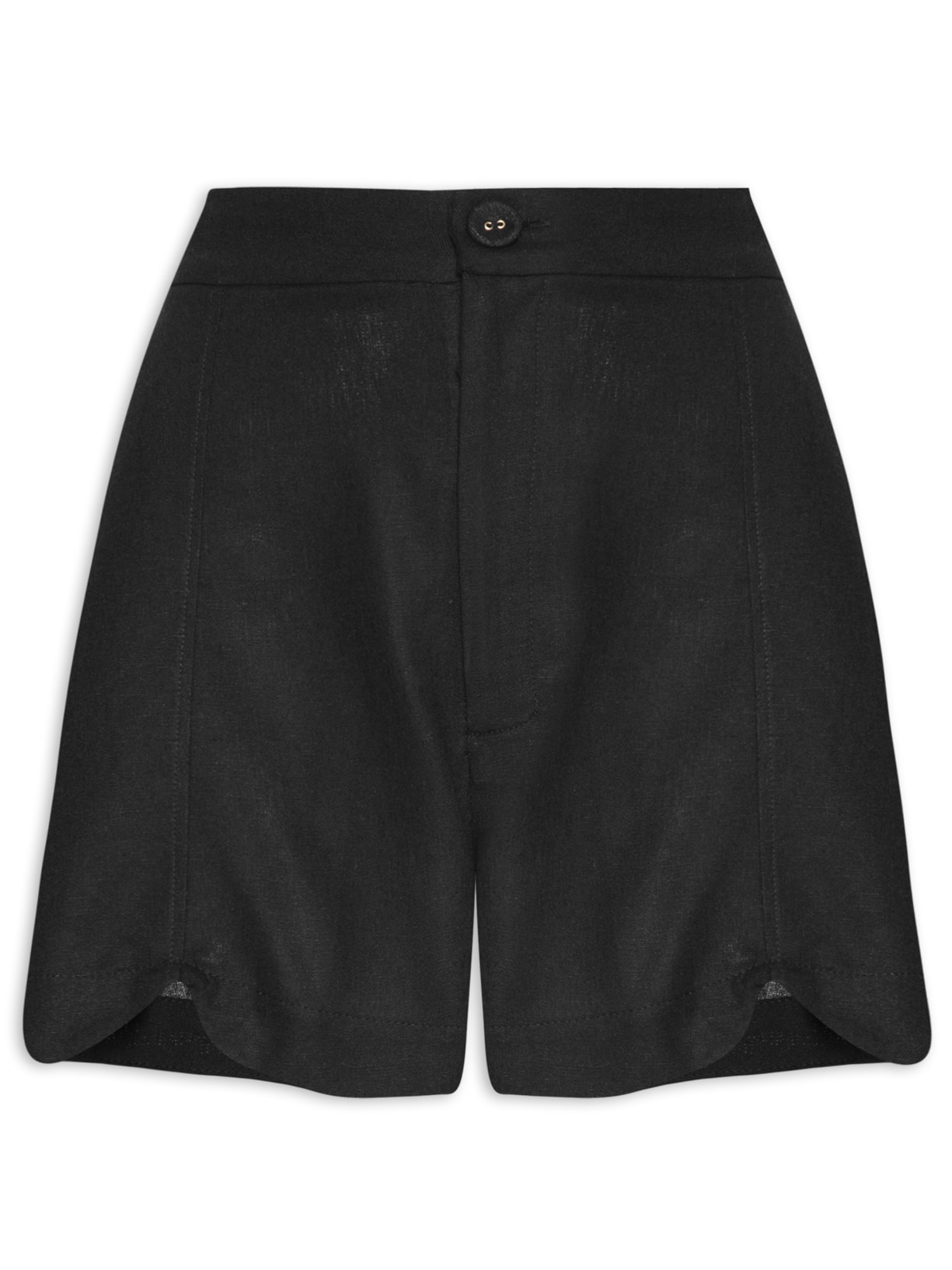 Short Feminino Recortes Frente - Preto