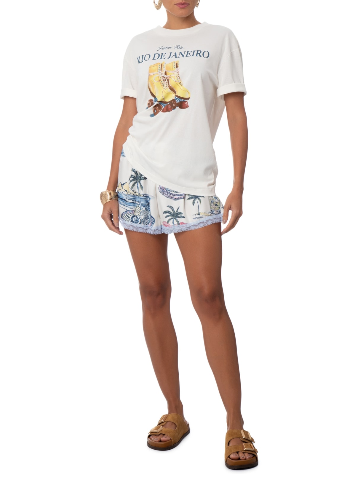 Short Feminino Renda Praia Poesia Off White Farm
