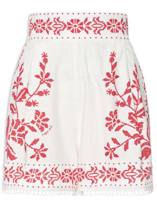 Short Feminino Reticário Tropical - Off White